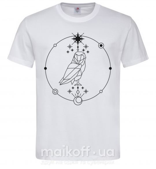 Мужская футболка Сова геометрия Белый фото