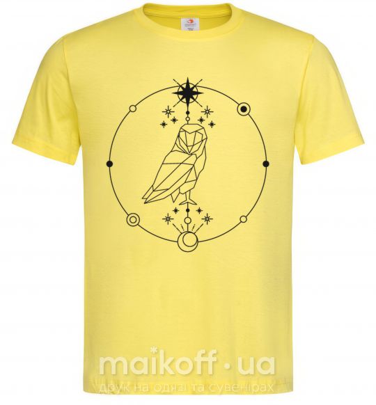 Чоловіча футболка Сова геометрия Лимонний фото