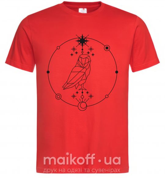 Мужская футболка Сова геометрия Красный фото