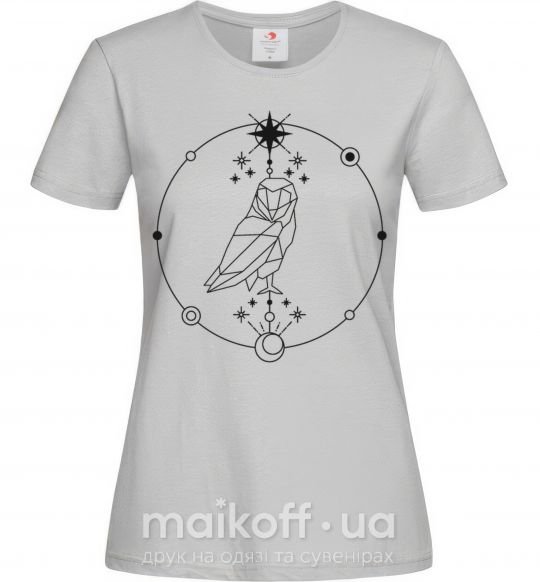 Жіноча футболка Сова геометрия Сірий фото