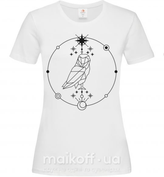 Женская футболка Сова геометрия Белый фото