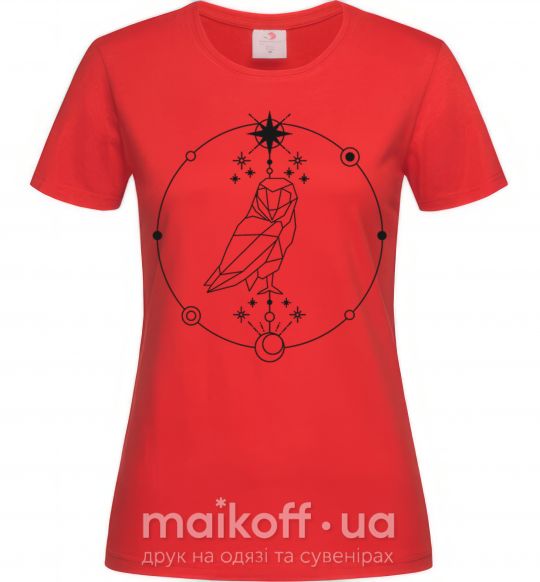 Женская футболка Сова геометрия Красный фото