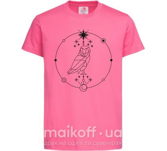 Дитяча футболка Сова геометрия Яскраво-рожевий фото