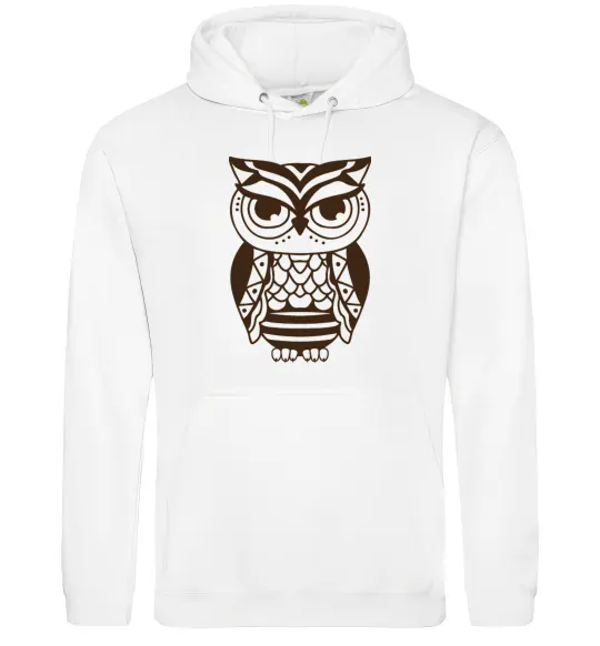 Мужская толстовка (худи) Сова бохо Белый фото
