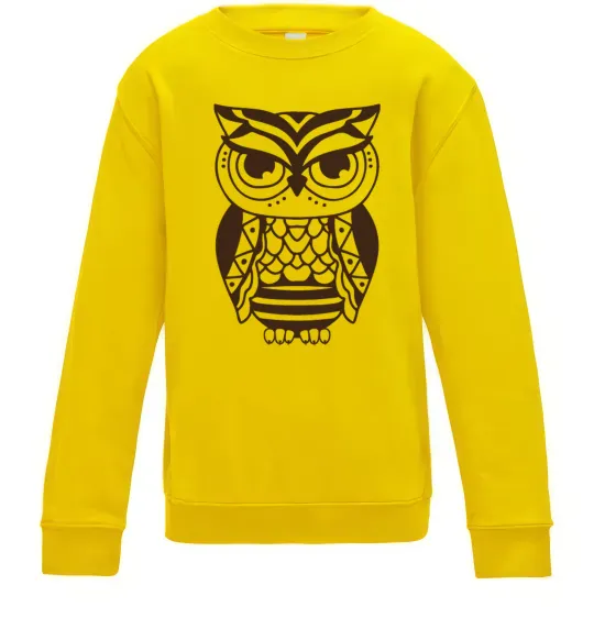 Детский Свитшот Сова бохо Солнечно желтый фото
