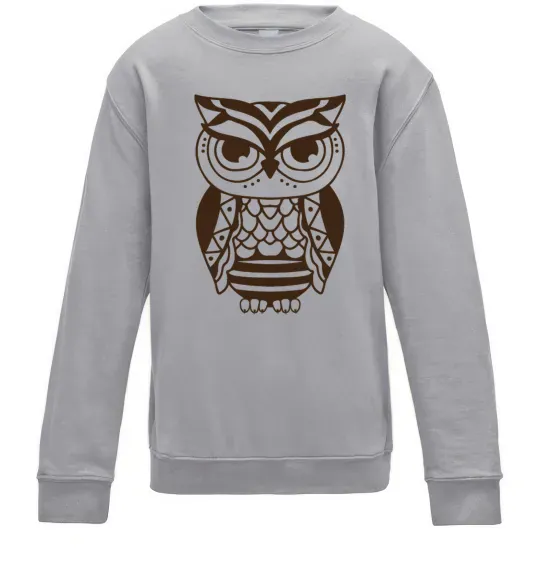 Детский Свитшот Сова бохо Серый меланж фото