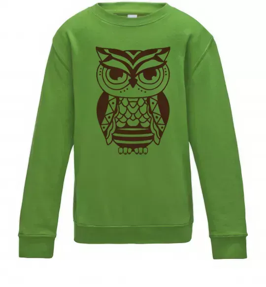 Детский Свитшот Сова бохо Лаймовый фото