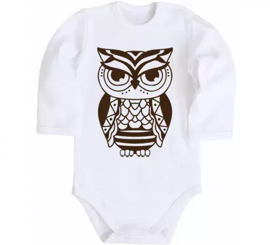 Дитячий бодік Сова бохо Білий фото
