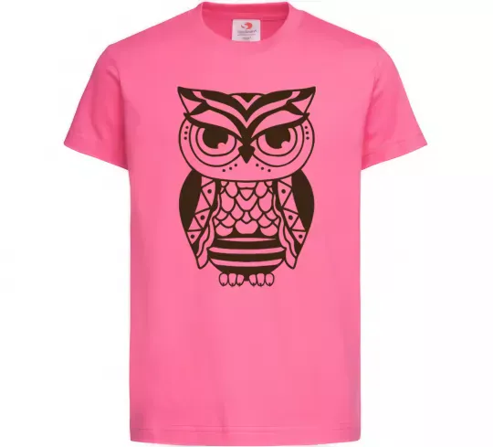 Детская футболка Сова бохо Ярко-розовый фото