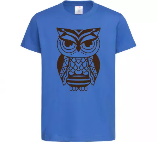 Детская футболка Сова бохо Ярко-синий фото