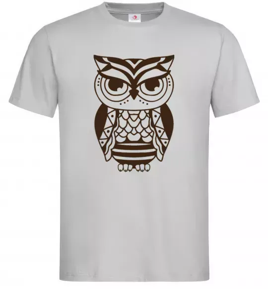 Чоловіча футболка Сова бохо Сірий фото