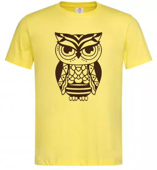 Чоловіча футболка Сова бохо Лимонний фото