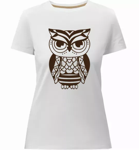 Женская премиум футболка Сова бохо Белый фото