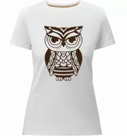 Женская премиум футболка Сова зла Черный фото