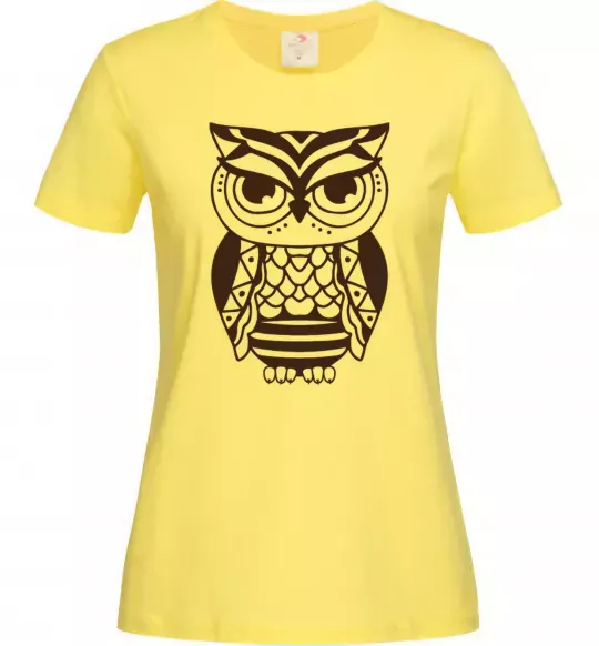 Жіноча футболка Сова бохо Лимонний фото