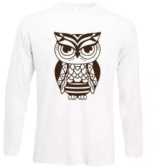 Лонгслив Сова бохо Белый фото