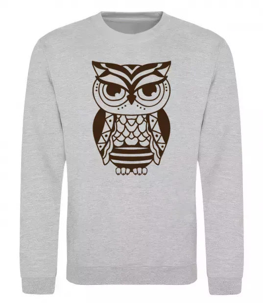 Свитшот Сова бохо Серый меланж фото