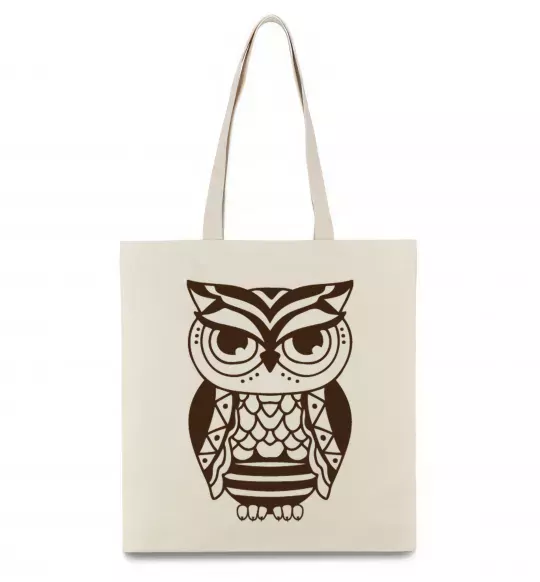 Еко-сумка Сова бохо Бежевий фото
