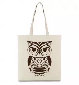 Эко-сумка Сова бохо Бежевый фото