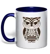 Чашка з кольоровою ручкою Сова бохо Глибокий темно-синій фото