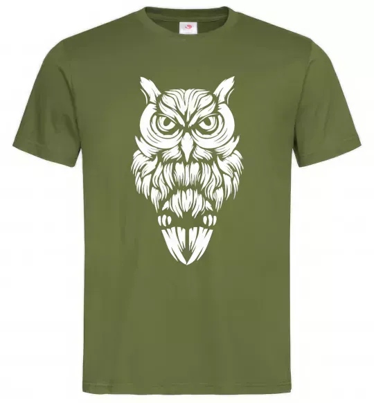 Мужская футболка Сова зла Оливковый фото