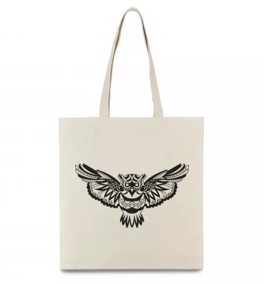 Еко-сумка Сова летить Бежевий фото