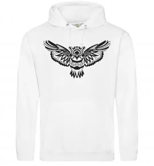 Мужская толстовка (худи) Сова летить Белый фото