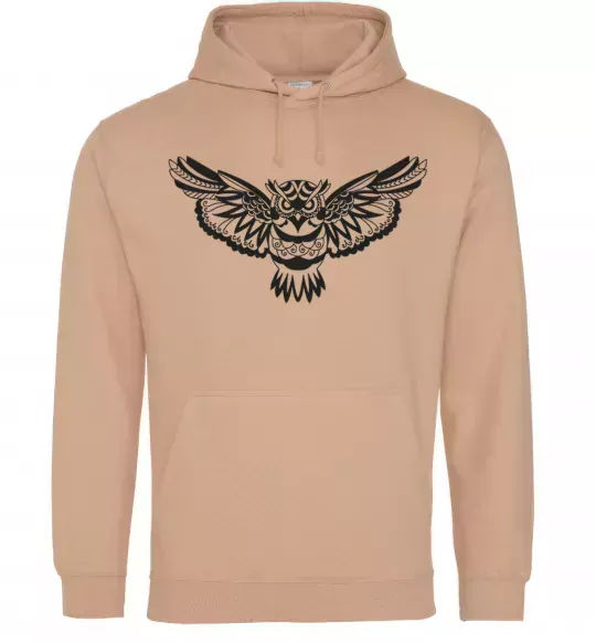 Мужская толстовка (худи) Сова летить Песочный фото