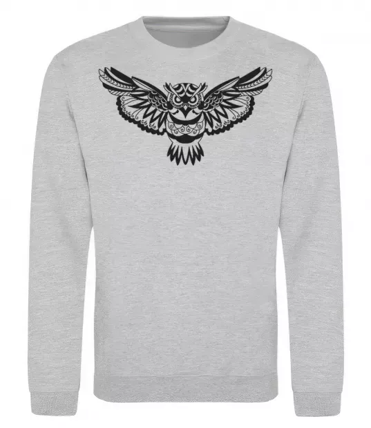 Світшот Сова летить Сірий меланж фото