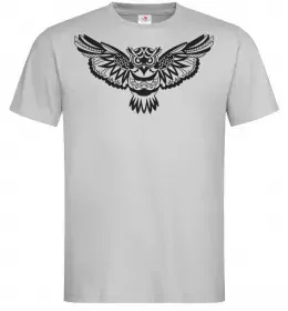 Мужская футболка Сова летить Серый фото