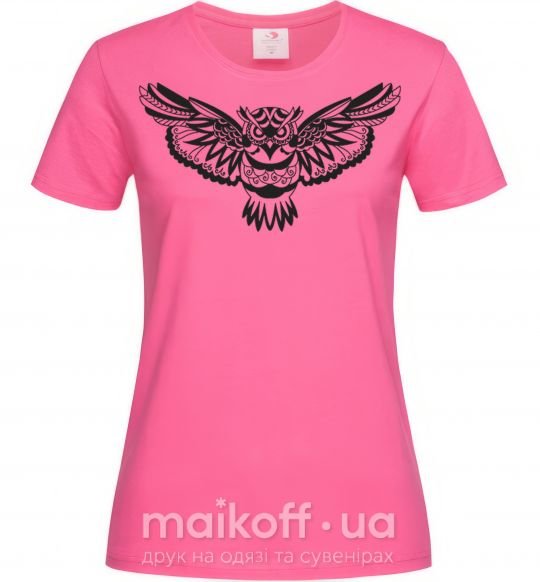 Женская футболка Сова летит Ярко-розовый фото