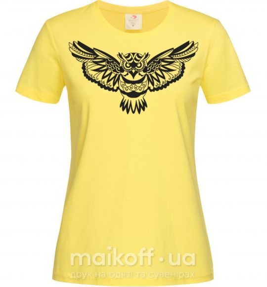 Женская футболка Сова летит Лимонный фото