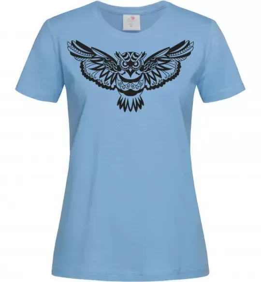 Женская футболка Сова летить Голубой фото