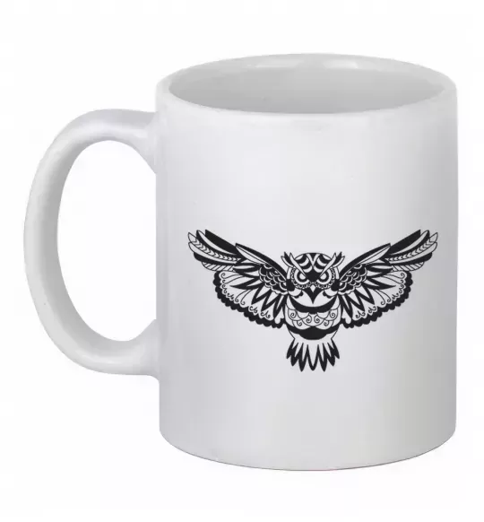 Чашка керамическая Сова летить Белый фото