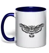 Чашка з кольоровою ручкою Сова летить Глибокий темно-синій Чашка з кольоровою ручкою Сова летить Глибокий темно-синій фото