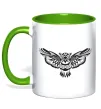 Чашка з кольоровою ручкою Сова летить Зелений Чашка з кольоровою ручкою Сова летить Зелений фото