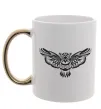 Чашка з кольоровою ручкою Сова летить Золото Чашка з кольоровою ручкою Сова летить Золото фото