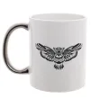 Чашка з кольоровою ручкою Сова летить Срібло Чашка з кольоровою ручкою Сова летить Срібло фото