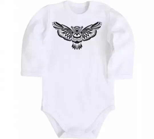 Дитячий бодік Сова летить Білий фото