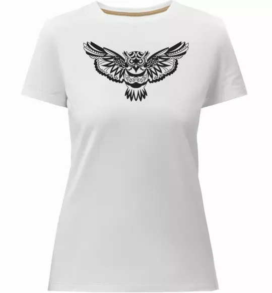 Женская премиум футболка Сова летить Белый фото
