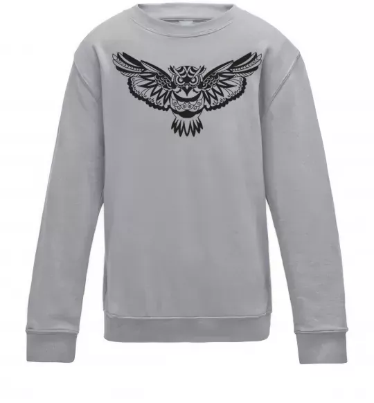 Дитячий світшот Сова летить Сірий меланж фото