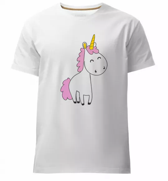 Чоловіча преміум футболка Єдиноріг в повний зріст Білий фото
