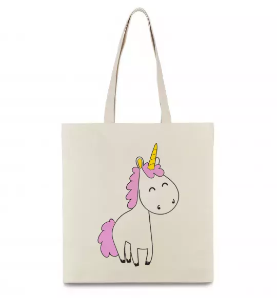 Еко-сумка Єдиноріг в повний зріст Бежевий фото