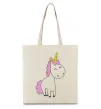 Еко-сумка Єдиноріг в повний зріст Бежевий фото