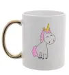 Чашка с цветной ручкой Єдиноріг в повний зріст Золото фото