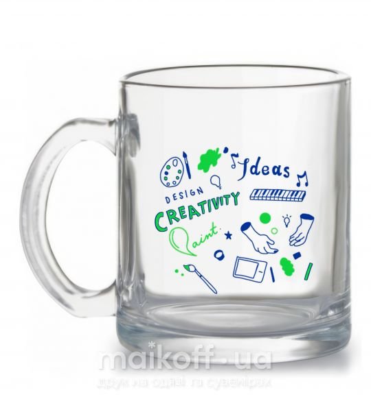Чашка скляна Ideas design crestivity Прозорий фото