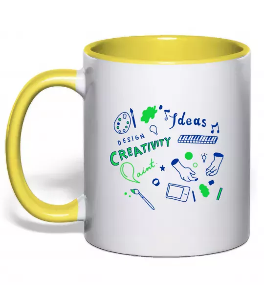 Чашка з кольоровою ручкою Ideas design crestivity Сонячно жовтий фото