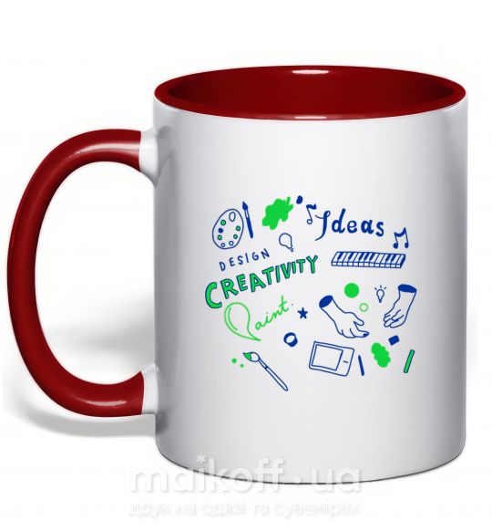 Чашка з кольоровою ручкою Ideas design crestivity Червоний фото
