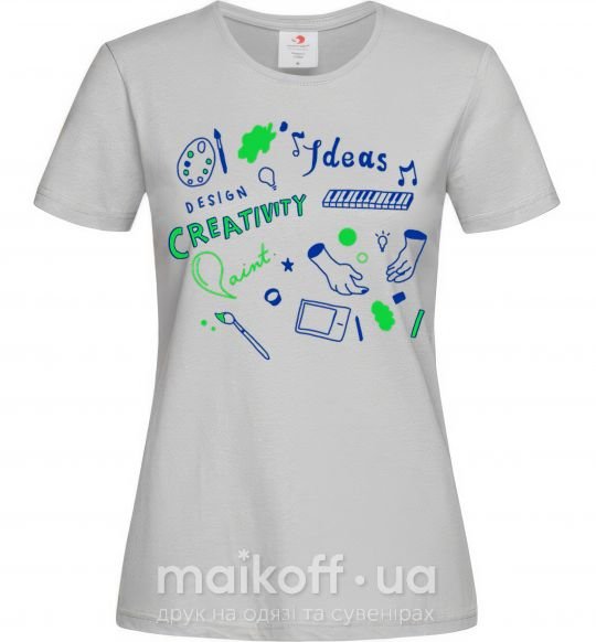 Жіноча футболка Ideas design crestivity Сірий фото