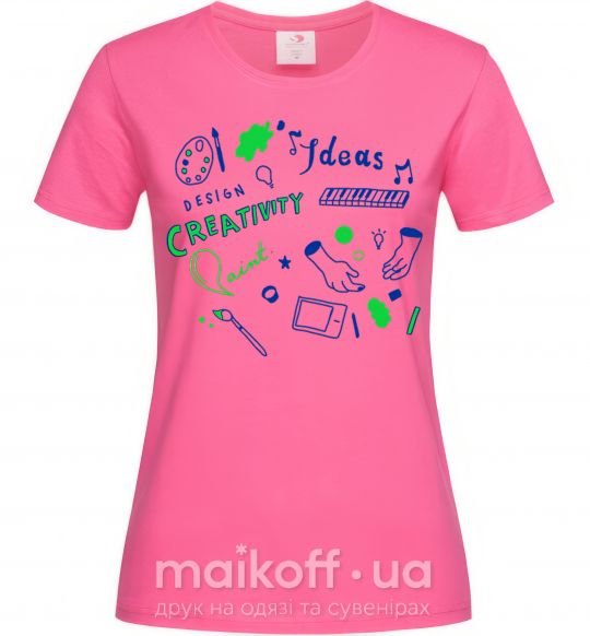 Жіноча футболка Ideas design crestivity Яскраво-рожевий фото